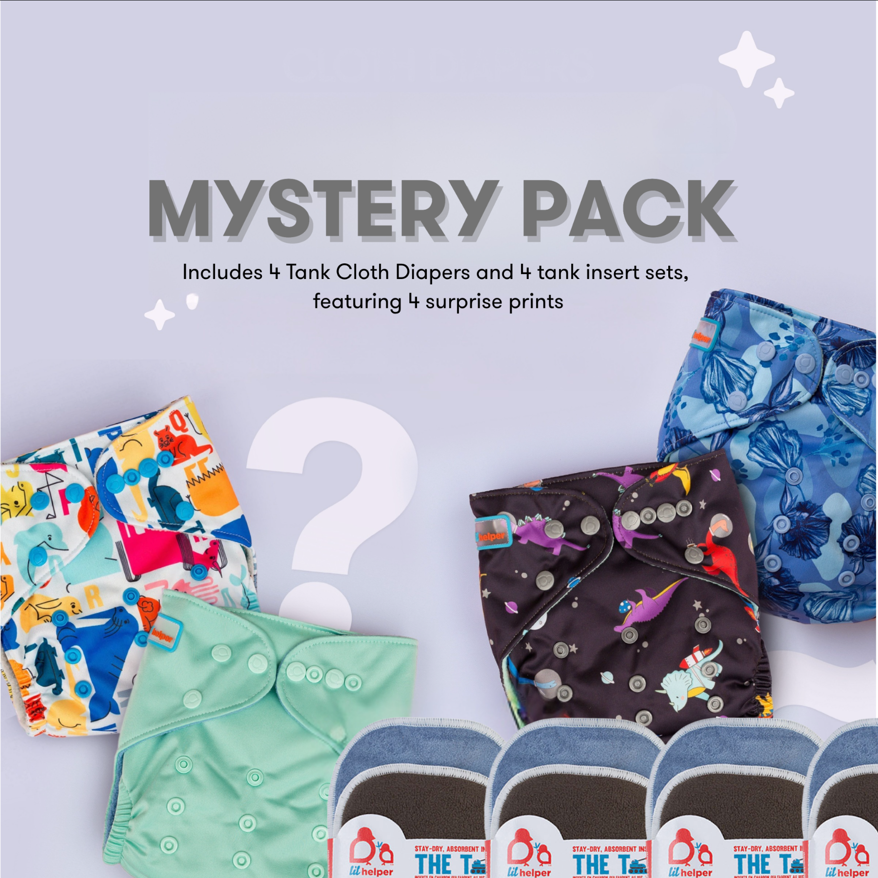 Best Reusable Diaper Set | Mystery 4-Pack | Shop Lil Helper display picture 1