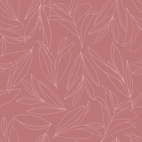 Pattern of delicate, light pink leaves on a dusty rose background.