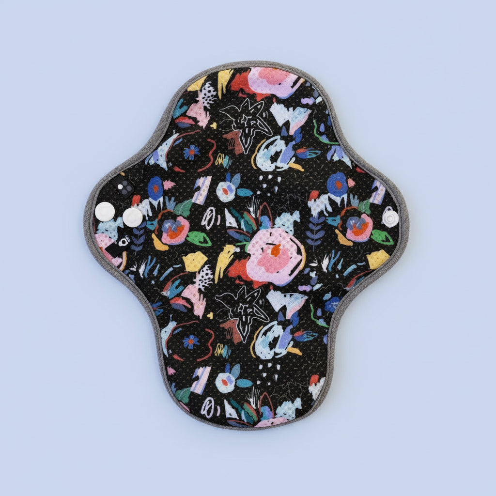 Image for HyPs Active Reusable Pad - size Liner, design Florals Black