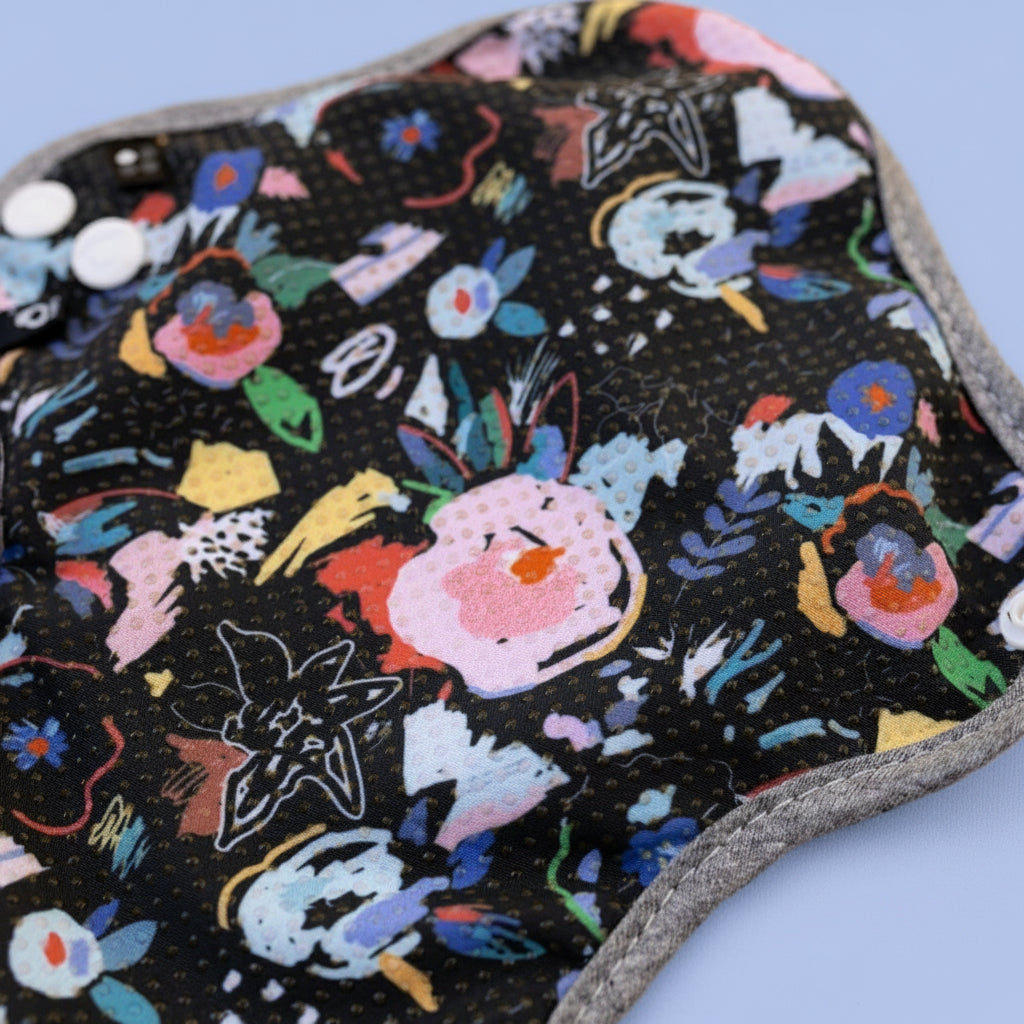 Image for HyPs Active Reusable Pad - size Liner, design Florals Black