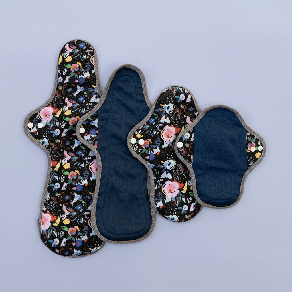 Image for HyPs Active Reusable Pad - size Liner, design Florals Black
